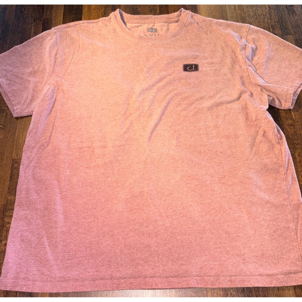 Avid Sportswear Mens XL Salmon Pink Heather Fish Hook Logo Camo Graphic T-Shirt